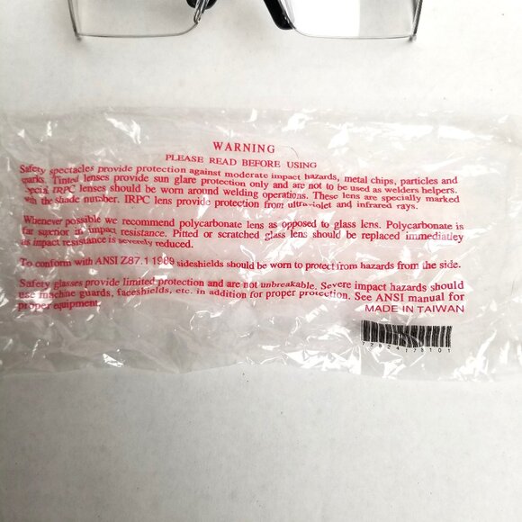 ANSI Z87.1 Polycarbonate Safety Glasses Clear Lens Workwear Lab Industrial PPE - Picture 3 of 9
